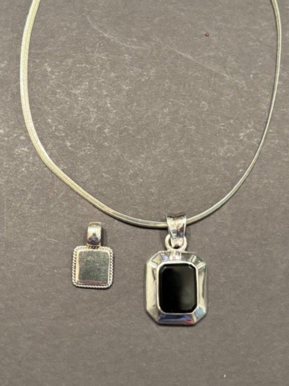 Sterling Herringbone/Snake Necklace & TWO (2) Sterling Pendants